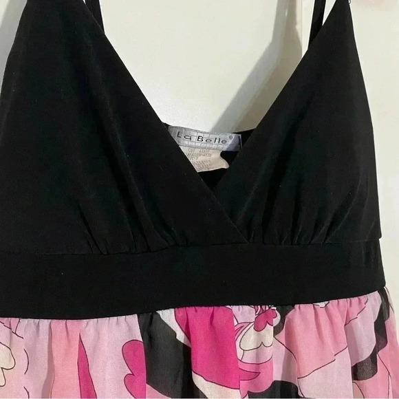 🎈La belle women pink and black babydoll psychedelic  floral bohemian maxi dress - Picture 5 of 9